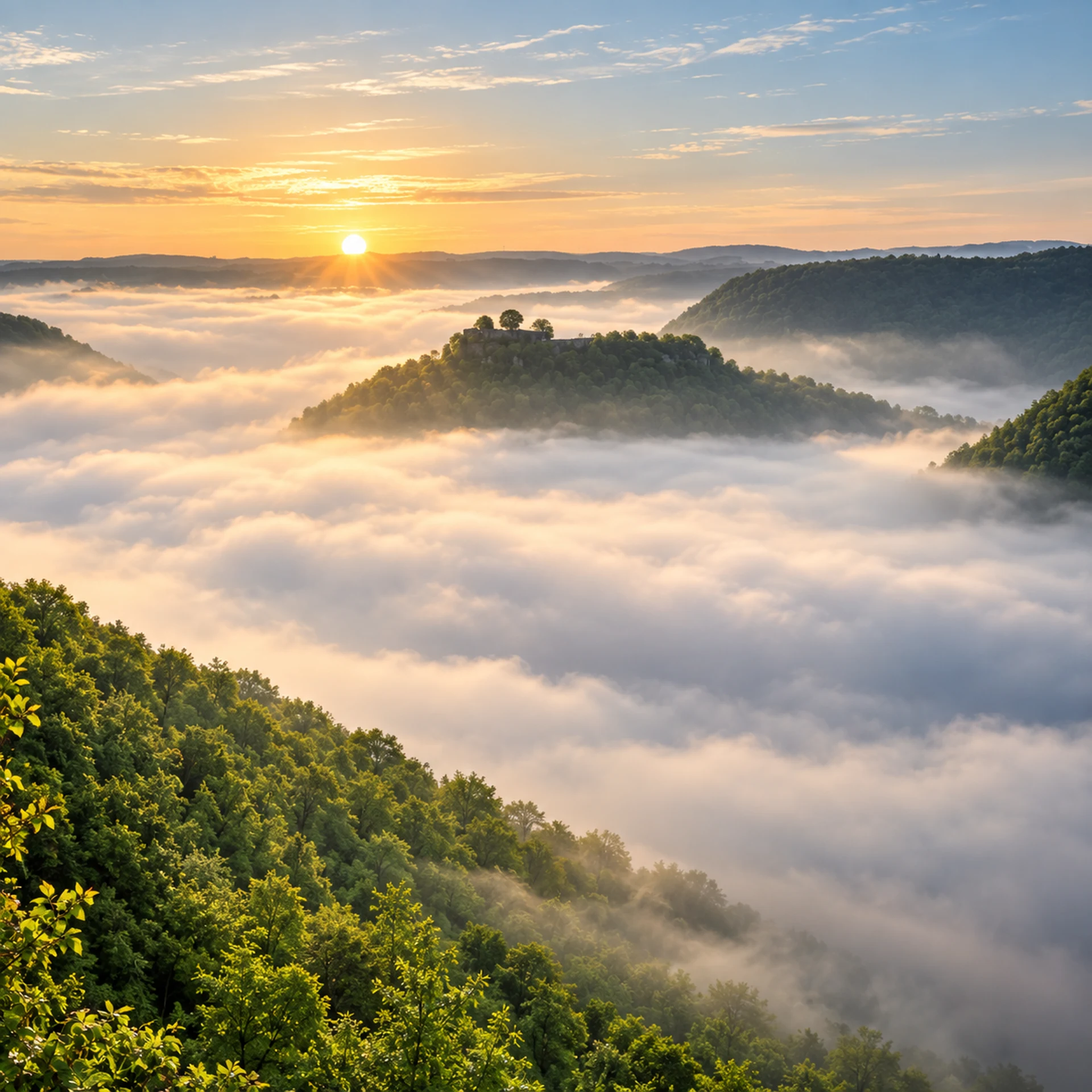 Hohenurach im Morgennebel