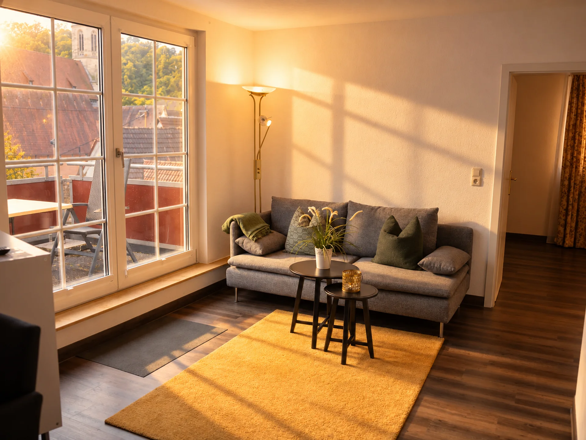 Suite – Wohnbereich mit Zugang zur Dachterrasse